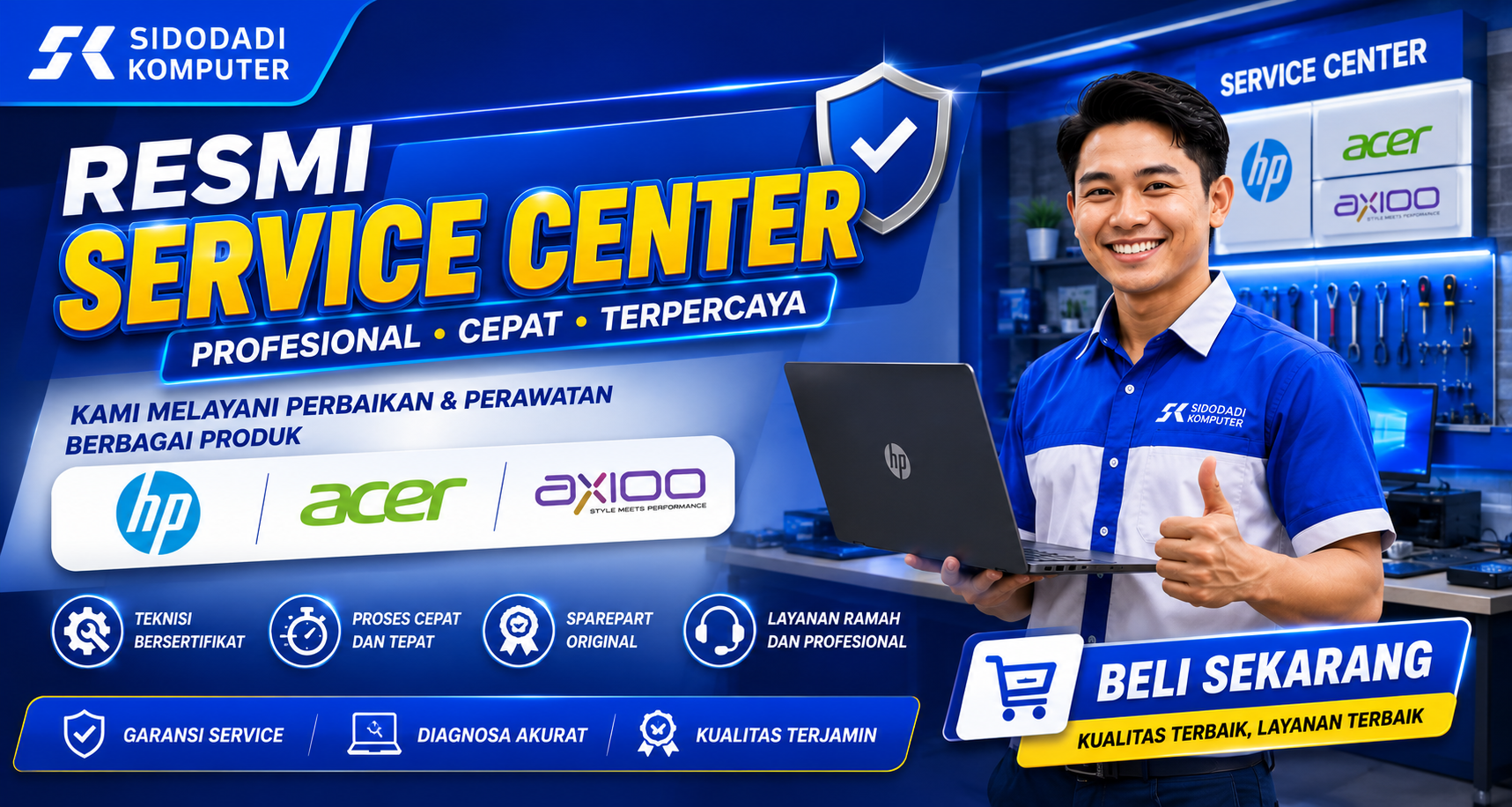 Resmi service center HP, Acer, dan Axioo di Sidodadi Komputer